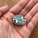 Vintage Native American Navajo Pin Pendant made with Turquoise and Sterling Silver, Small oval Navajo pin with turquoise inlay (MB4)