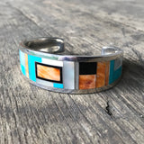Multi-Stone Inlay Cuff for Men or Women by Stanley Manygoats, Navajo KD158