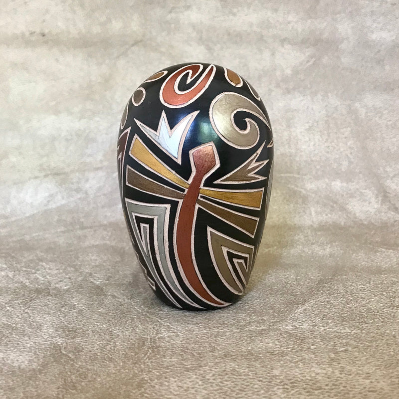 Glendora Fragua, Jemez Pueblo Handmade Etched or Sgraffito Pot with Dragonfly & Migration Swirls