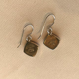 Square Silver Earrings with Spiny Oyster Shell by Cathy Webster, Navajo, Authentic Native American Jewelry 2/77