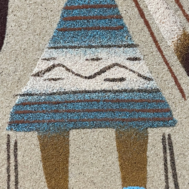 Navajo Sandpainting, Yei design Navajo sandpainting, 6 x 12 sandpainting framed and signed Benally, Authentic Sandpainting (BBL16)