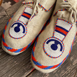 Apsáalooke (Crow) beaded moccasins - Northern Plains Crow moccasins mid 20th century  (GM178)