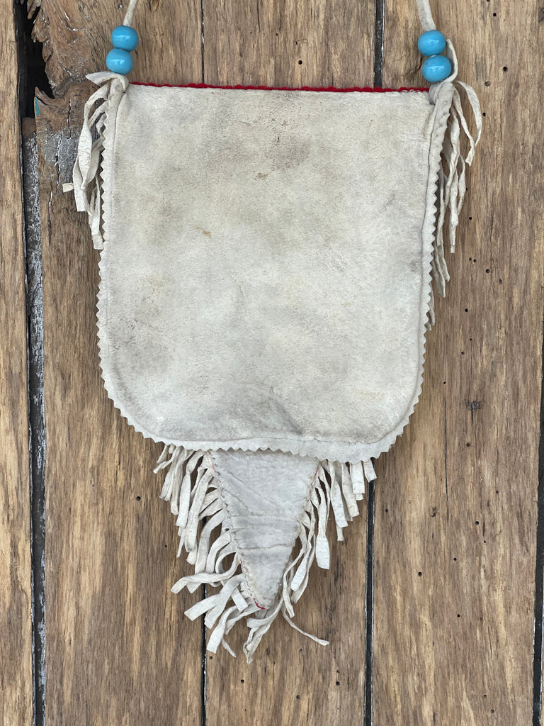 Crow Style Elk Brain Tanned Inverse Hourglass Design Bag by Joel Montoure, Mohawk (GM139)