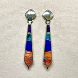 Multi-Colored Navajo Inlay Dangle Earrings Designed by David Rosales of Supersmith Inc.   1/444