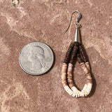 Santo Domingo Heishe Strand Earrings by Ramona Bird, Shell Heishe dangle earrings (1/324)