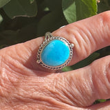 Kingman Turquoise Authentic Navajo ring, Navajo turquoise ring, Small size turquoise ring 2/130