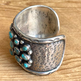 Vintage Navajo bracelet with 18 Lone Mountain turquoise stones, Classic Navajo style cuff with Lone Mountain TQ, circa 1950's (NL71)