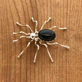 Navajo Silver Spider Pin by Effie Garfield, Sterling Silver and Black Onyx pin (1/316)