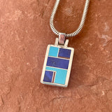 Contemporary Inlay Pendant on chain by Ray Tracey, Navajo – Authentic Navajo Jewelry (RK112)