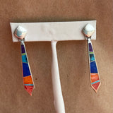 Multi-Colored Navajo Inlay Dangle Earrings Designed by David Rosales of Supersmith Inc.   1/444
