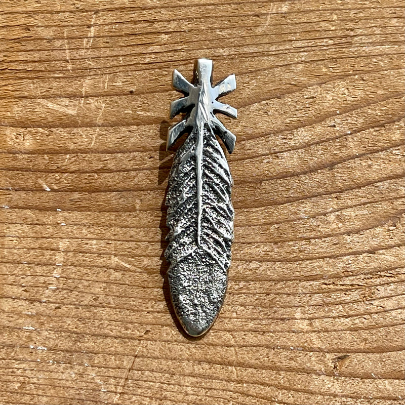 Gary Custer, Navajo silver feather pendant, Eagle feather pendant by Navajo artist, Gary Custer  (1/176)