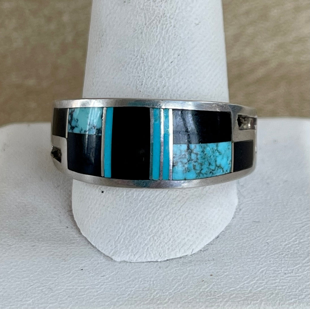 Contemporary Inlay ring by Ray Tracey Navajo Authentic Navajo