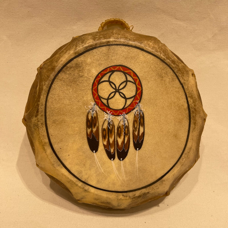 Taos Sioux Style Double Sided Drum with Dreamcatcher Design, Handmade Drum RK15