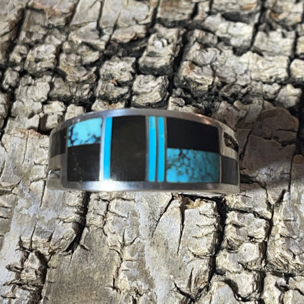Contemporary Inlay ring by Ray Tracey Navajo Authentic Navajo