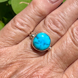 Sonoran Turquoise Navajo silver ring, Authentic Navajo turquoise ring  Size 7 3/4   (2/135)