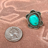 Navajo Native American Vintage Ring with Green Turquoise, Sterling silver turquoise authentic Navajo ring in size 6 1/4 (3/13)