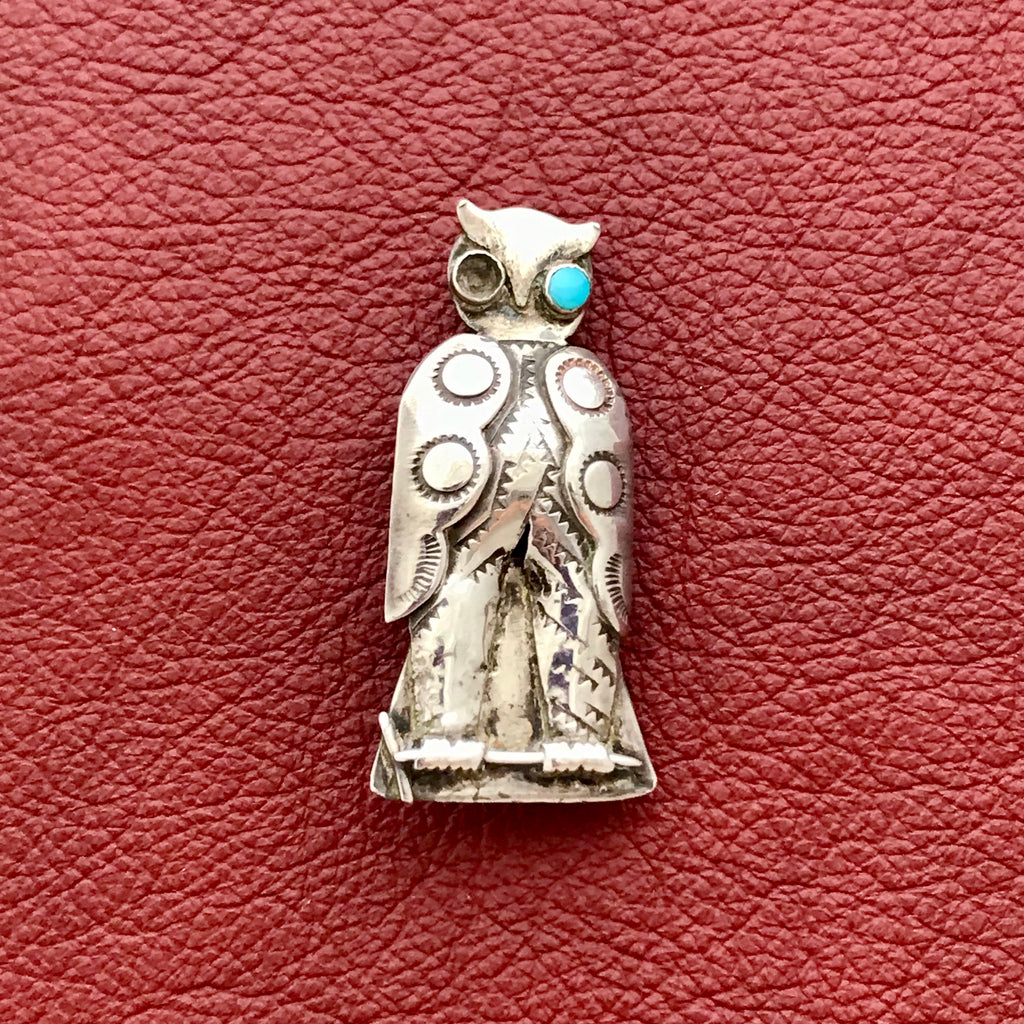 Vintage Navajo Owl Design Silver pin, Navajo pin with owl design (TSG147)
