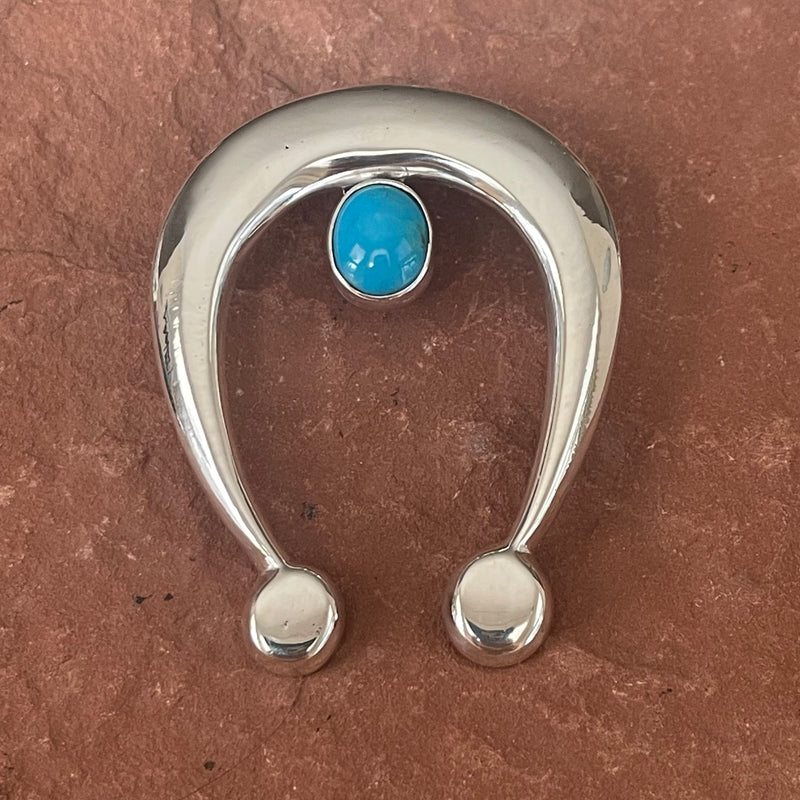 Gary Custer, Navajo Silver Naja Pendant with Kingman Turquoise - Navajo Jewelry (3/34)