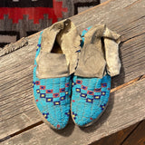 Northern Plains Native American authentic beaded moccasins - 1800’s Antique Lakota Sioux Moccasins (GM177)