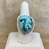 Turquoise ring with Blue Diamond turquoise by Lyle Piaso, Navajo, Native American ring with turquoise 2/142