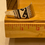 Navajo CLIP silver earrings, Long silver rug pattern Navajo clip earrings (MF13)