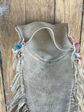 Crow Style Elk Brain Tanned Inverse Hourglass Design Bag by Joel Montoure, Mohawk (GM139)