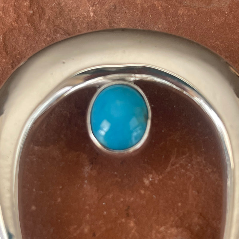 Gary Custer, Navajo Silver Naja Pendant with Kingman Turquoise - Navajo Jewelry (3/34)